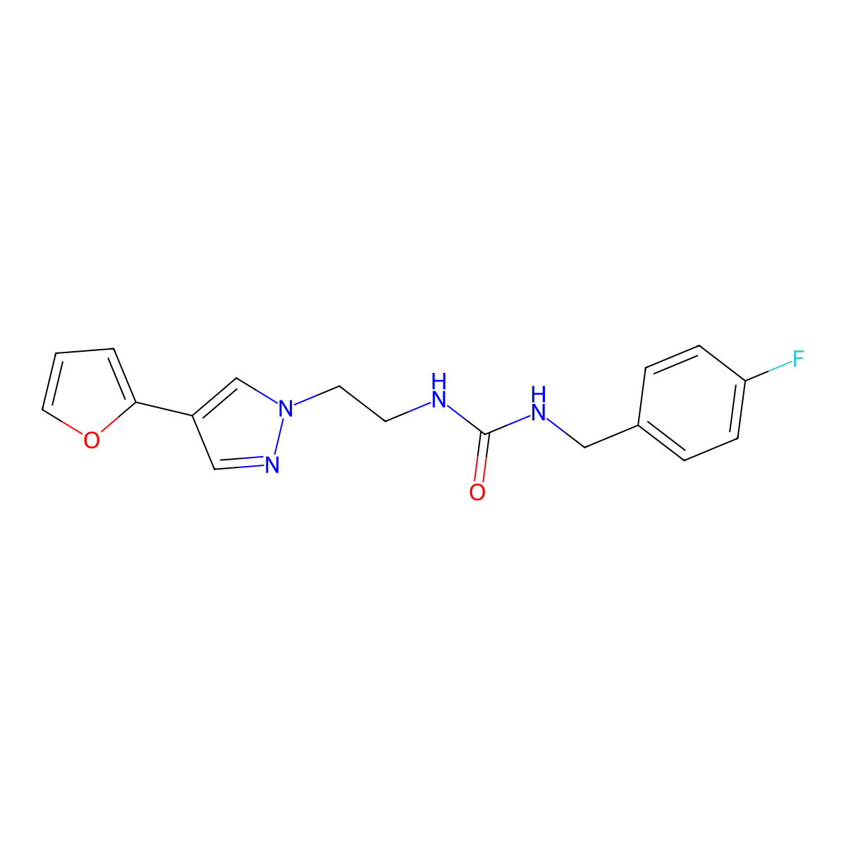 1-(4-fluorobenzyl)-3-(2-(4-(furan-2-yl)-1H-pyrazol-1-yl)ethyl)urea molecular structure, CAS 2034512-91-7