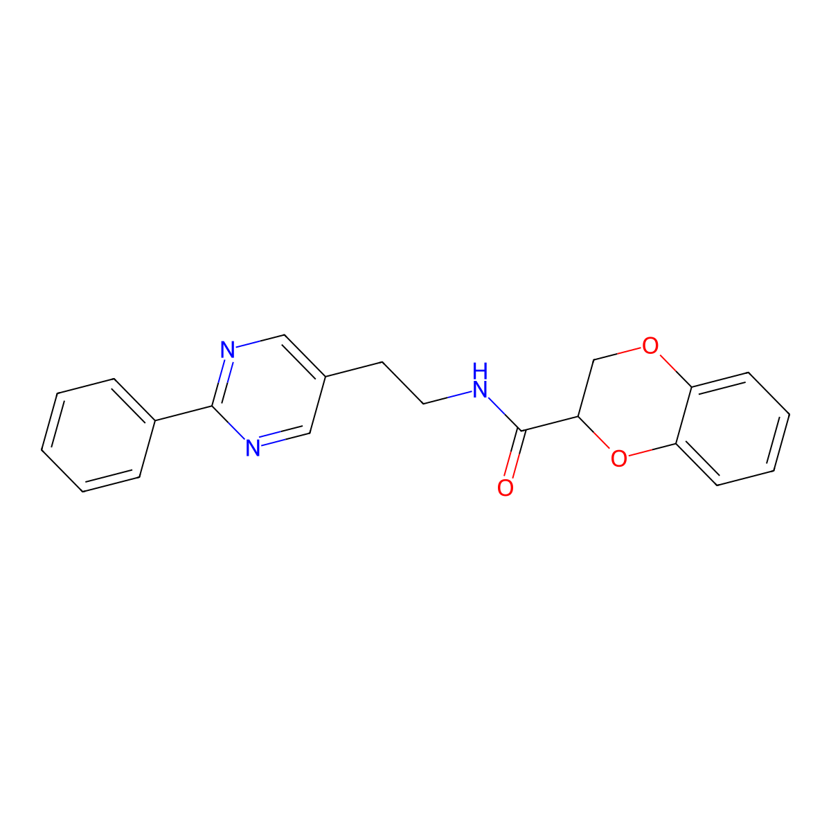 N-(2-(2-phenylpyrimidin-5-yl)ethyl)-2,3-dihydrobenzo[b][1,4]dioxine-2-carboxamide molecular structure, CAS 2034512-92-8