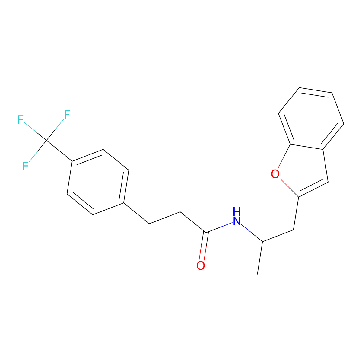 N-(1-(benzofuran-2-yl)propan-2-yl)-3-(4-(trifluoromethyl)phenyl)propanamide molecular structure, CAS 2034512-95-1