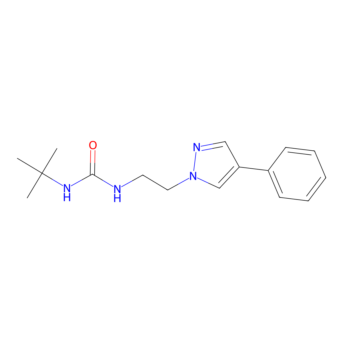 1-(tert-butyl)-3-(2-(4-phenyl-1H-pyrazol-1-yl)ethyl)urea molecular structure, CAS 2034512-98-4