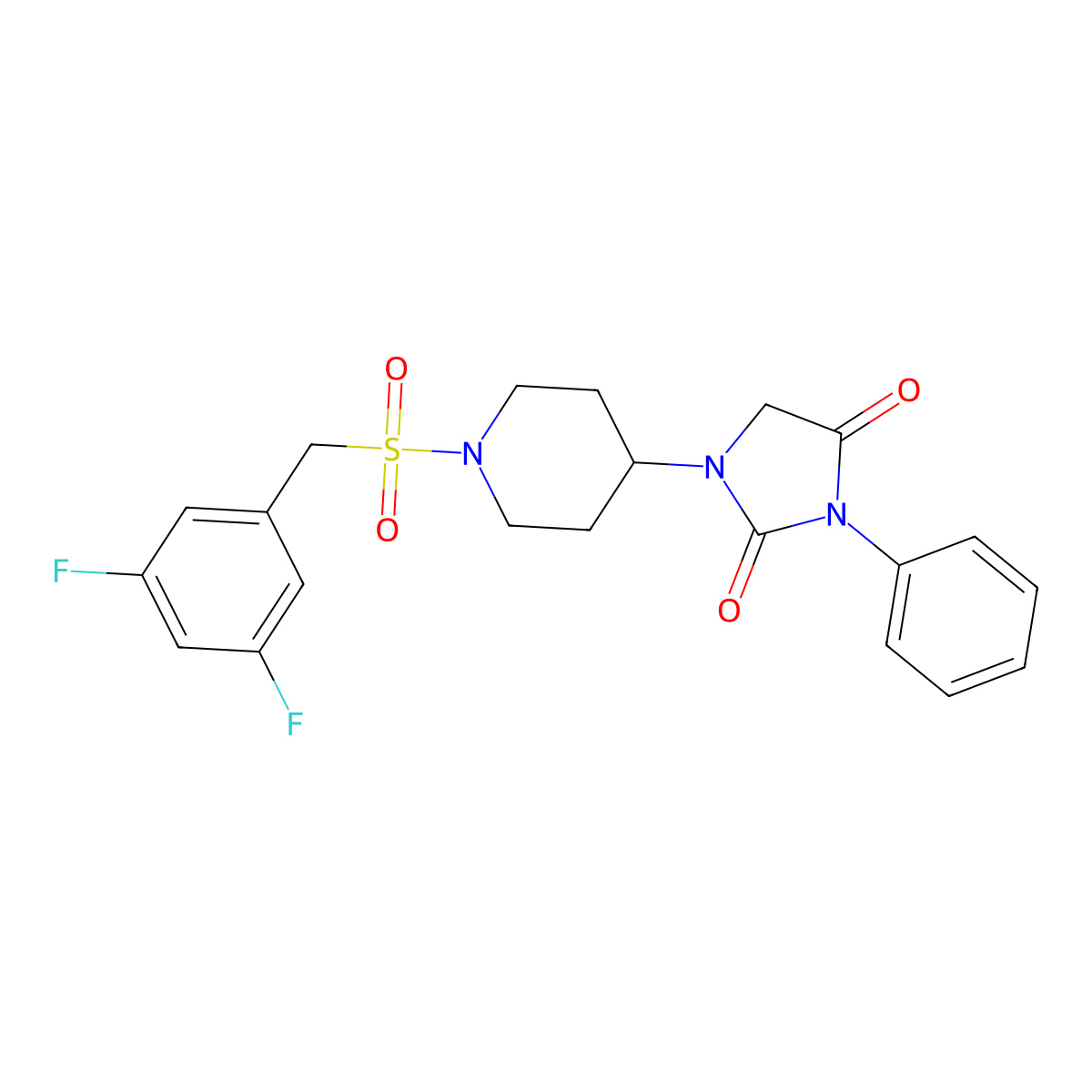 1-(1-((3,5-Difluorobenzyl)sulfonyl)piperidin-4-yl)-3-phenylimidazolidine-2,4-dione molecular structure, CAS 2034513-00-1