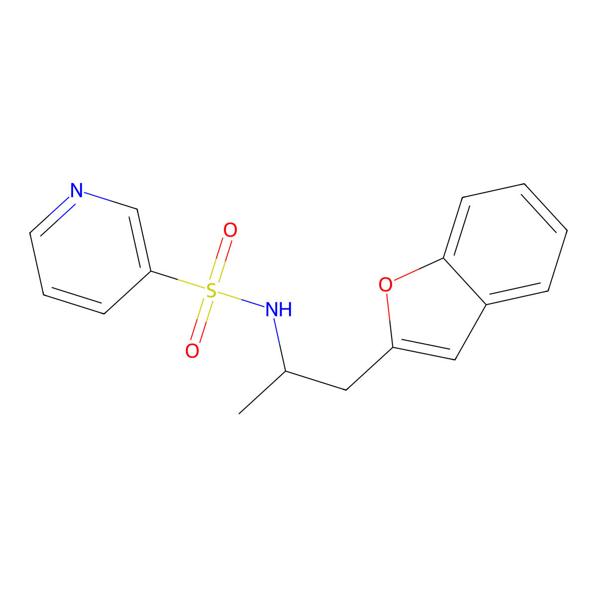 N-(1-(benzofuran-2-yl)propan-2-yl)pyridine-3-sulfonamide molecular structure, CAS 2034513-07-8