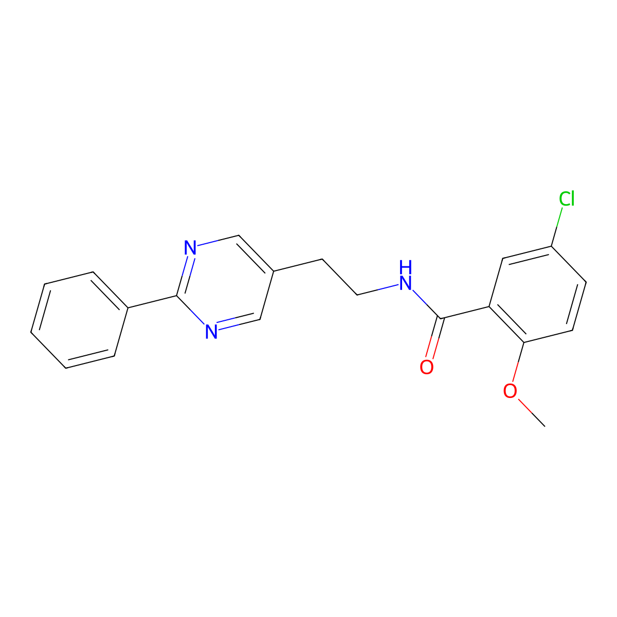 5-chloro-2-methoxy-N-[2-(2-phenylpyrimidin-5-yl)ethyl]benzamide molecular structure, CAS 2034513-08-9