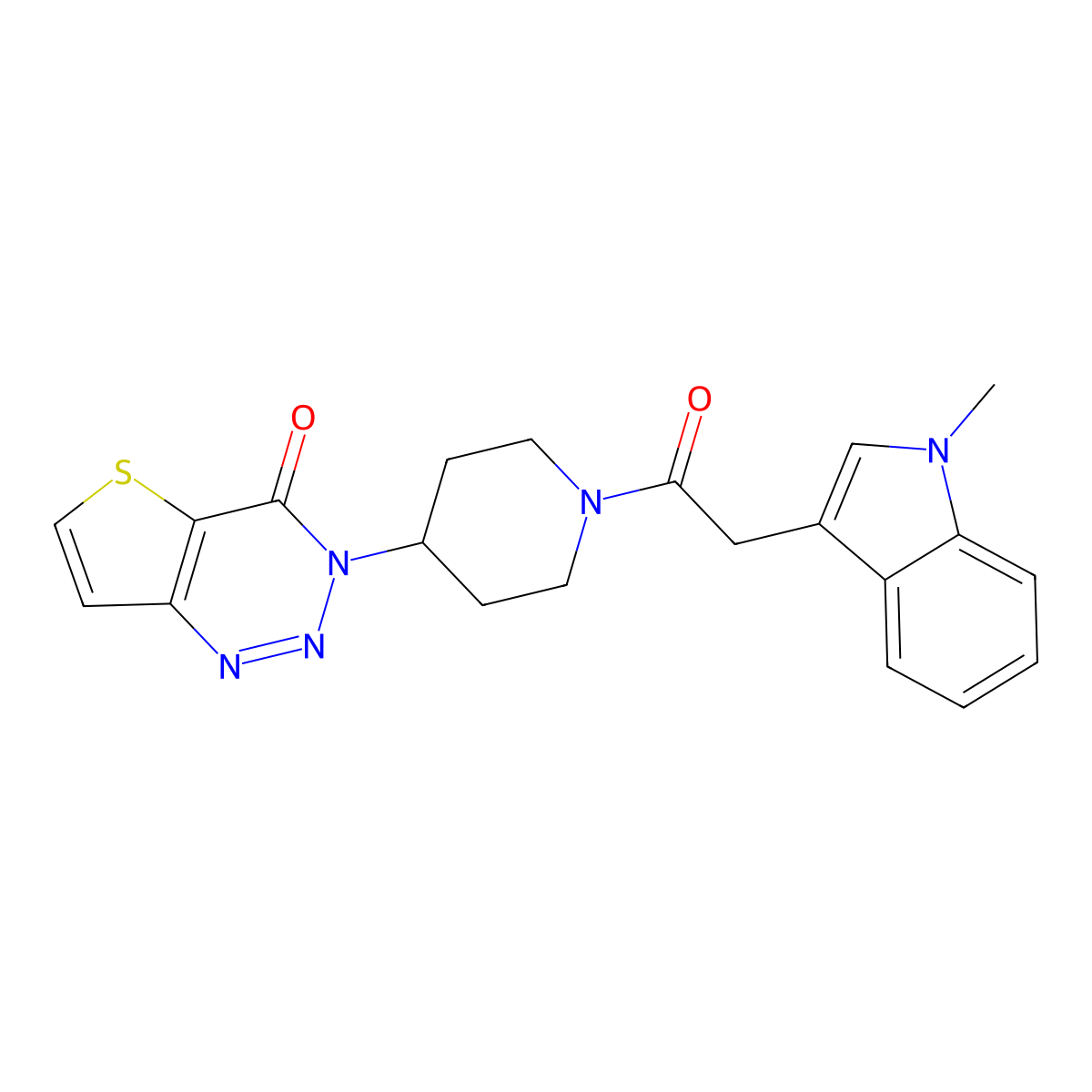 3-(1-(2-(1-methyl-1H-indol-3-yl)acetyl)piperidin-4-yl)thieno[3,2-d][1,2,3]triazin-4(3H)-one molecular structure, CAS 2034513-09-0