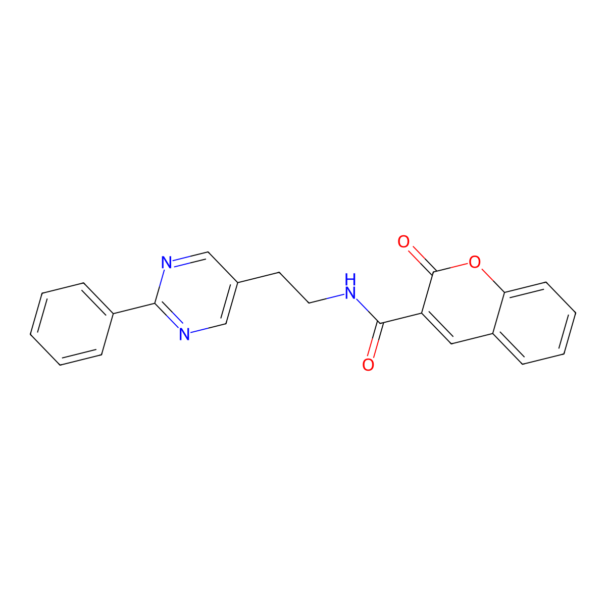 2-oxo-N-(2-(2-phenylpyrimidin-5-yl)ethyl)-2H-chromene-3-carboxamide molecular structure, CAS 2034513-11-4