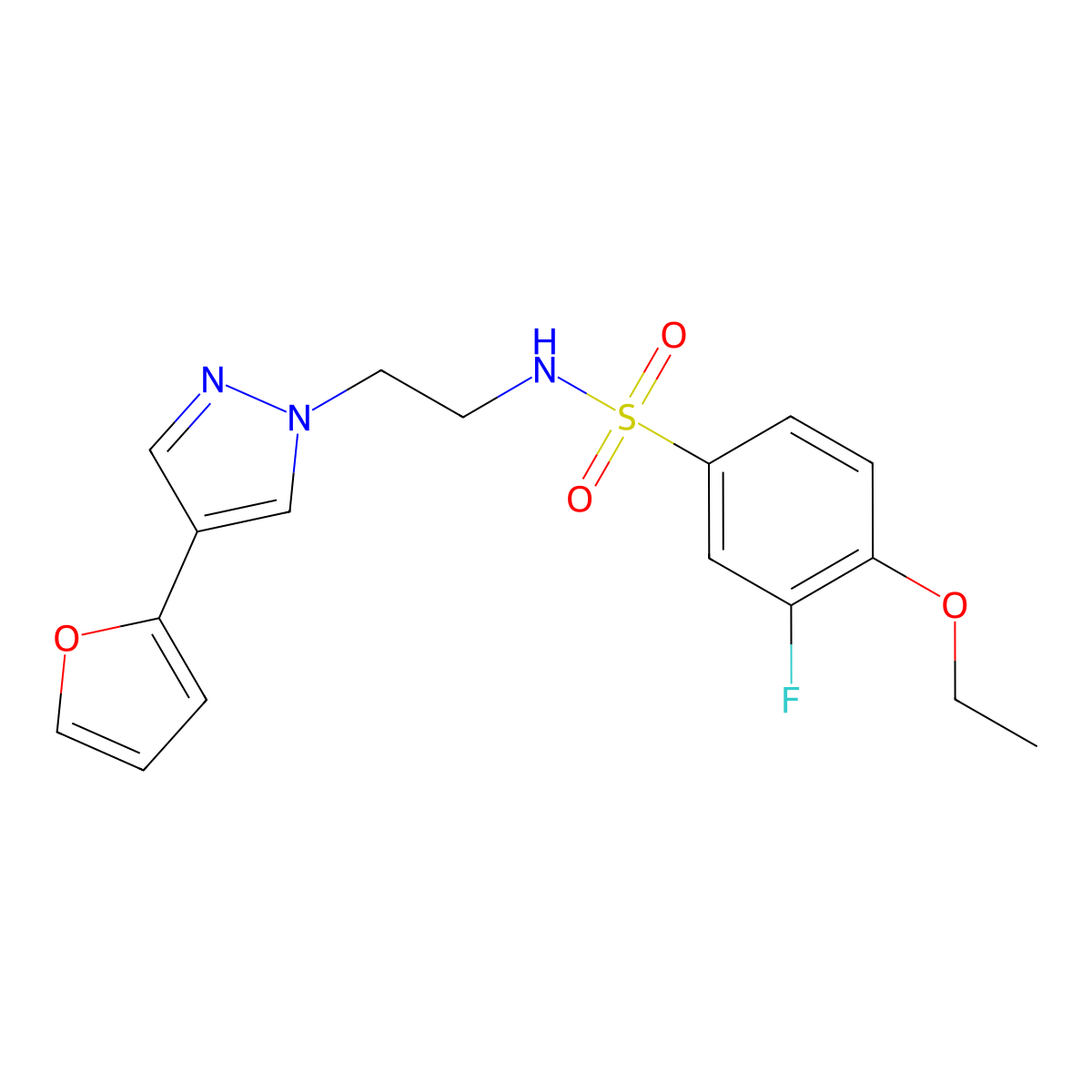 4-ethoxy-3-fluoro-N-(2-(4-(furan-2-yl)-1H-pyrazol-1-yl)ethyl)benzenesulfonamide molecular structure, CAS 2034513-12-5