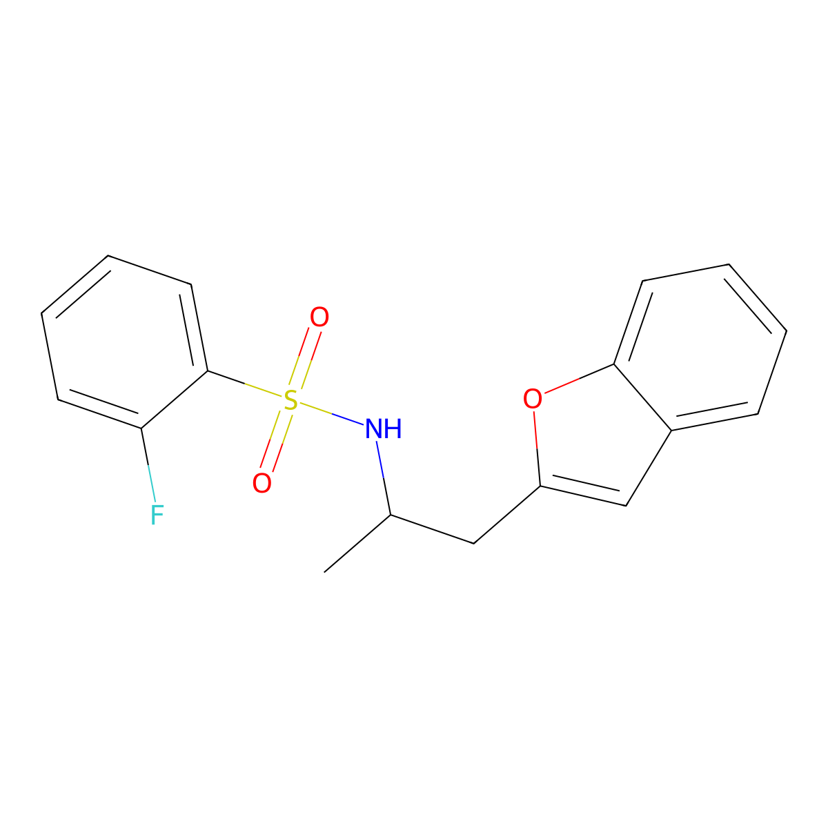 N-(1-(benzofuran-2-yl)propan-2-yl)-2-fluorobenzenesulfonamide molecular structure, CAS 2034513-14-7