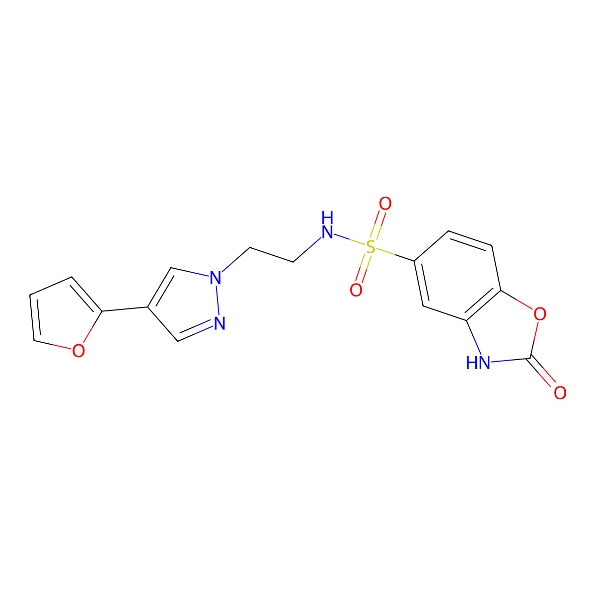 N-(2-(4-(furan-2-yl)-1H-pyrazol-1-yl)ethyl)-2-oxo-2,3-dihydrobenzo[d]oxazole-5-sulfonamide molecular structure, CAS 2034513-18-1