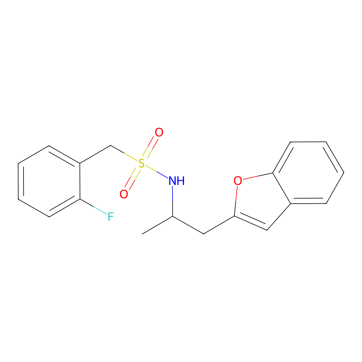 N-(1-(benzofuran-2-yl)propan-2-yl)-1-(2-fluorophenyl)methanesulfonamide molecular structure, CAS 2034513-19-2