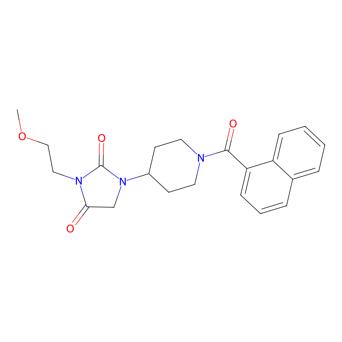 1-(1-(1-Naphthoyl)piperidin-4-yl)-3-(2-methoxyethyl)imidazolidine-2,4-dione molecular structure, CAS 2034513-23-8