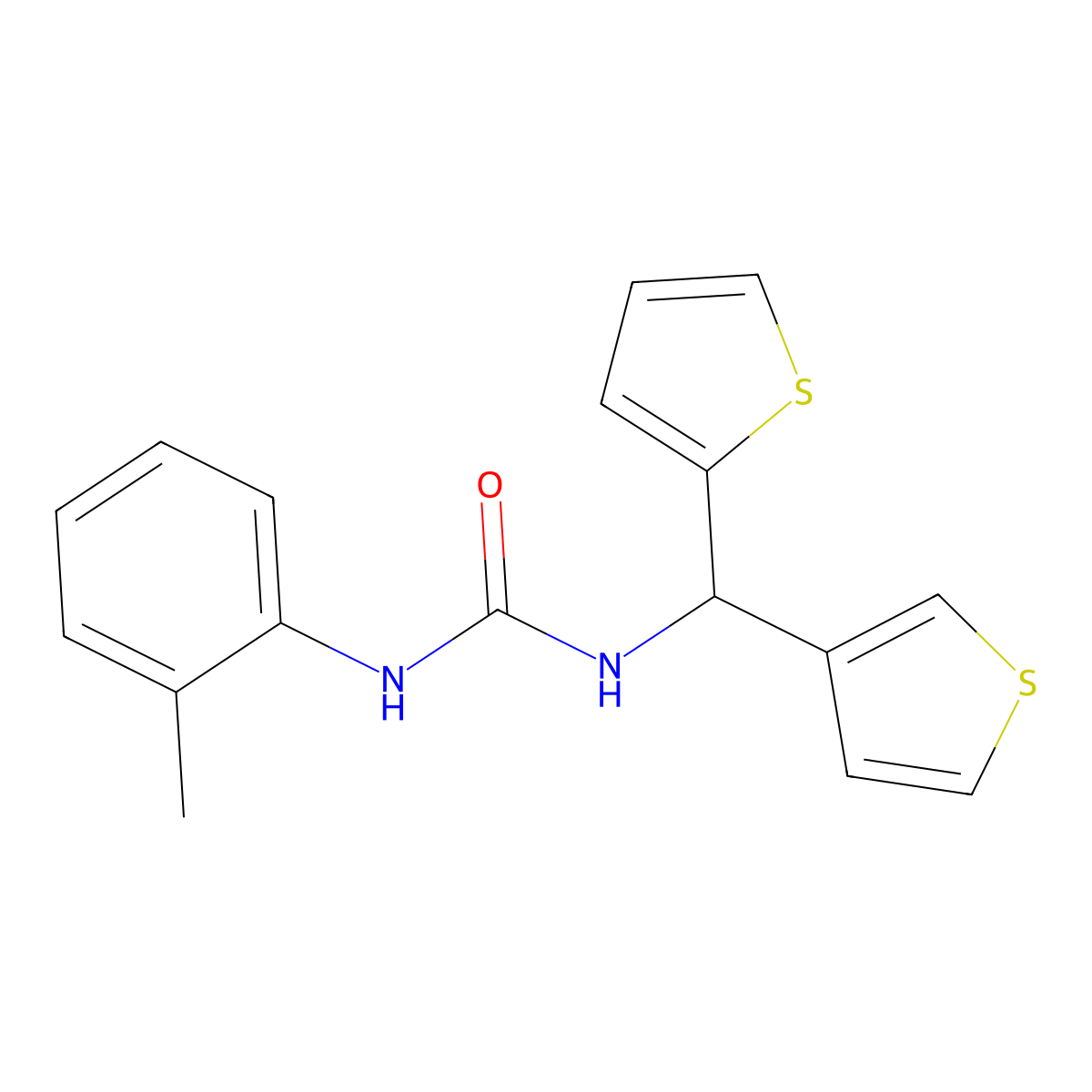 1-(Thiophen-2-yl(thiophen-3-yl)methyl)-3-(o-tolyl)urea molecular structure, CAS 2034513-29-4
