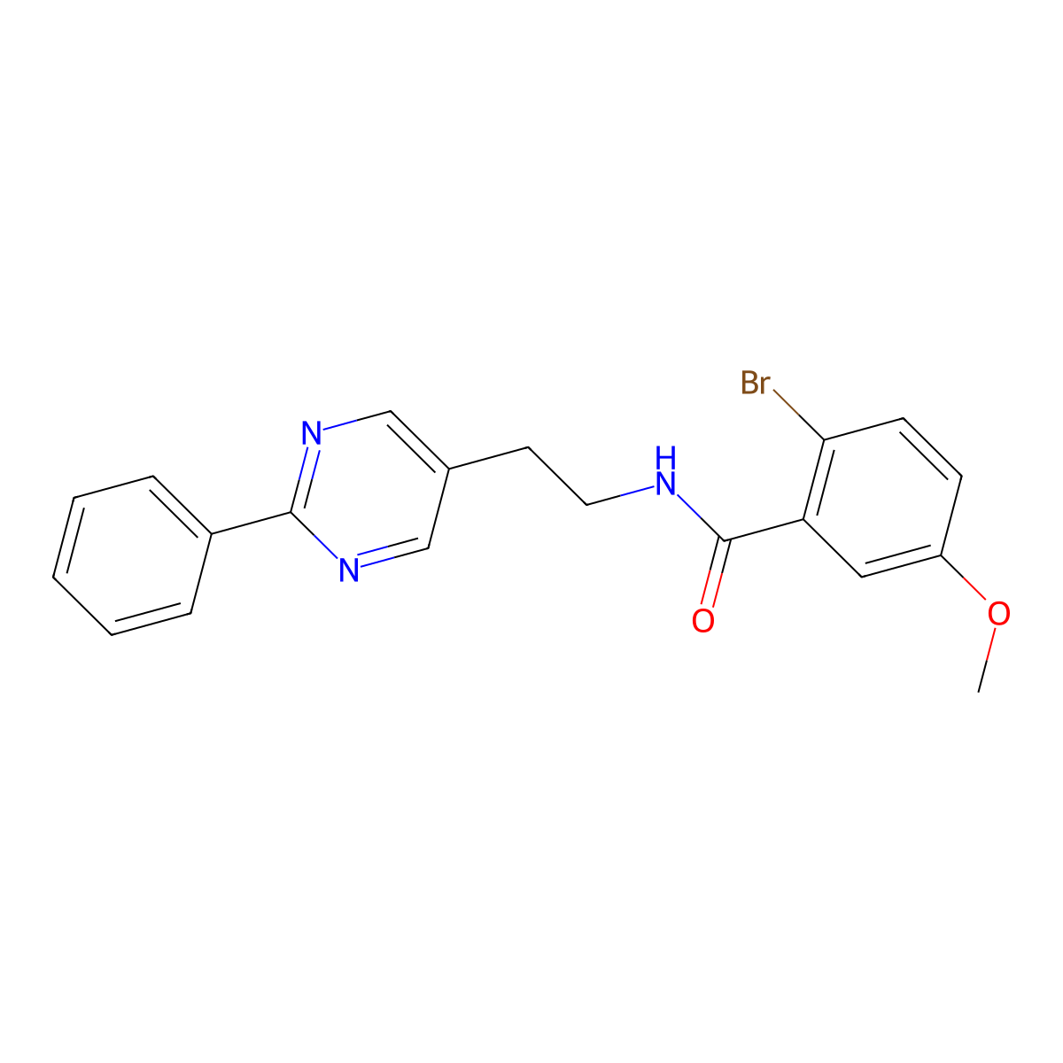 2-bromo-5-methoxy-N-[2-(2-phenylpyrimidin-5-yl)ethyl]benzamide molecular structure, CAS 2034513-30-7