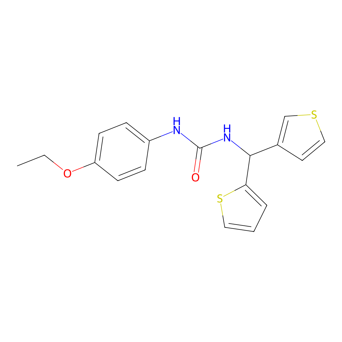 1-(4-Ethoxyphenyl)-3-(thiophen-2-yl(thiophen-3-yl)methyl)urea molecular structure, CAS 2034513-49-8