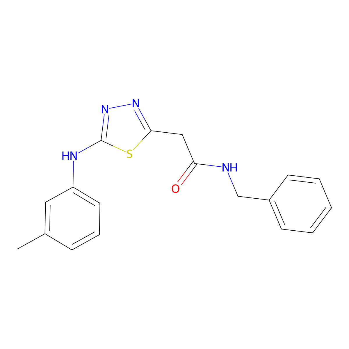 N-benzyl-2-(5-(m-tolylamino)-1,3,4-thiadiazol-2-yl)acetamide molecular structure, CAS 2034513-50-1