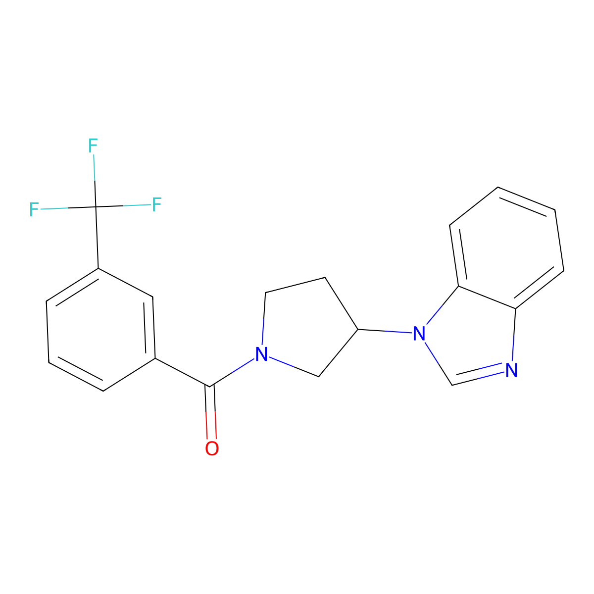 (3-(1H-benzo[d]imidazol-1-yl)pyrrolidin-1-yl)(3-(trifluoromethyl)phenyl)methanone molecular structure, CAS 2034513-64-7