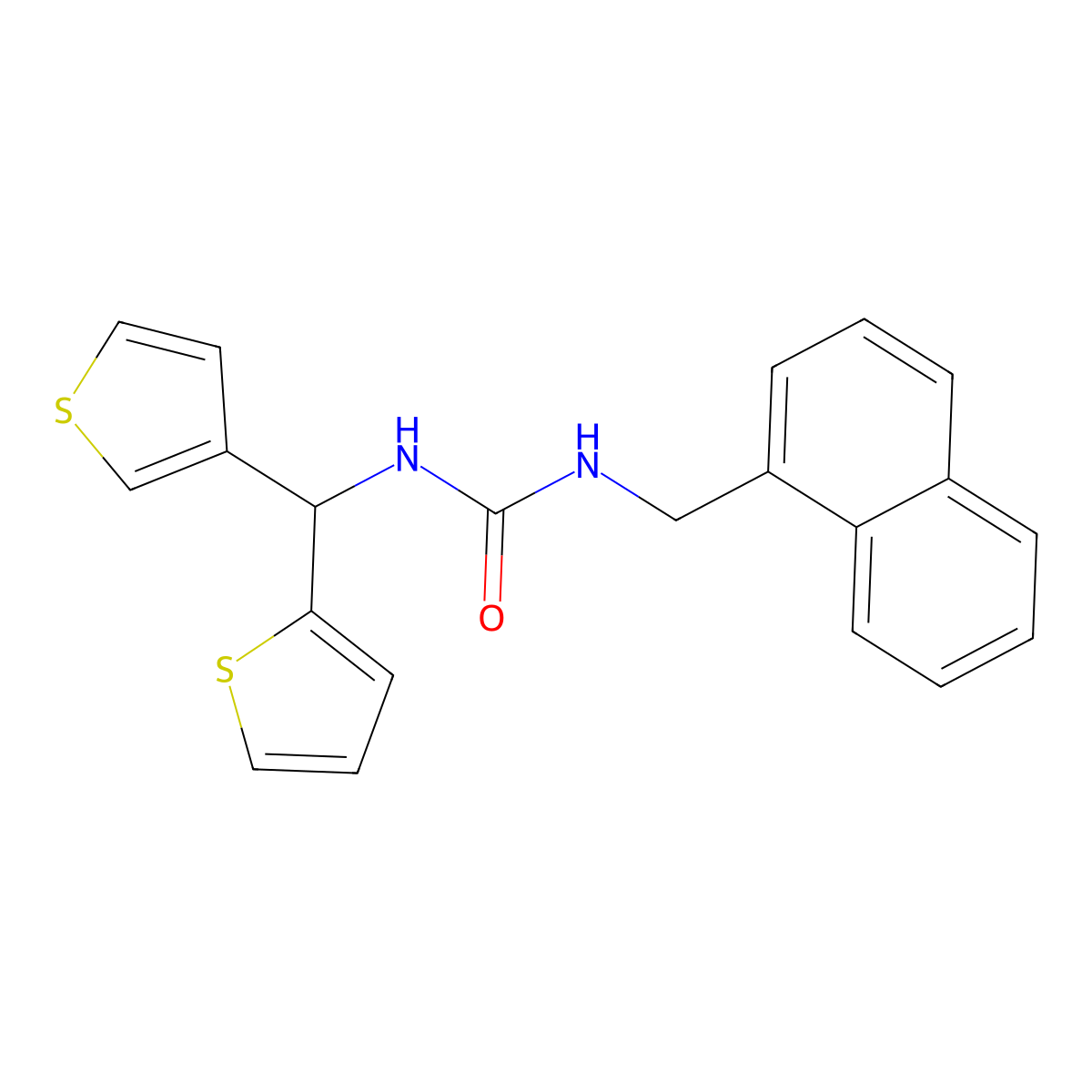 1-(Naphthalen-1-ylmethyl)-3-(thiophen-2-yl(thiophen-3-yl)methyl)urea molecular structure, CAS 2034513-67-0