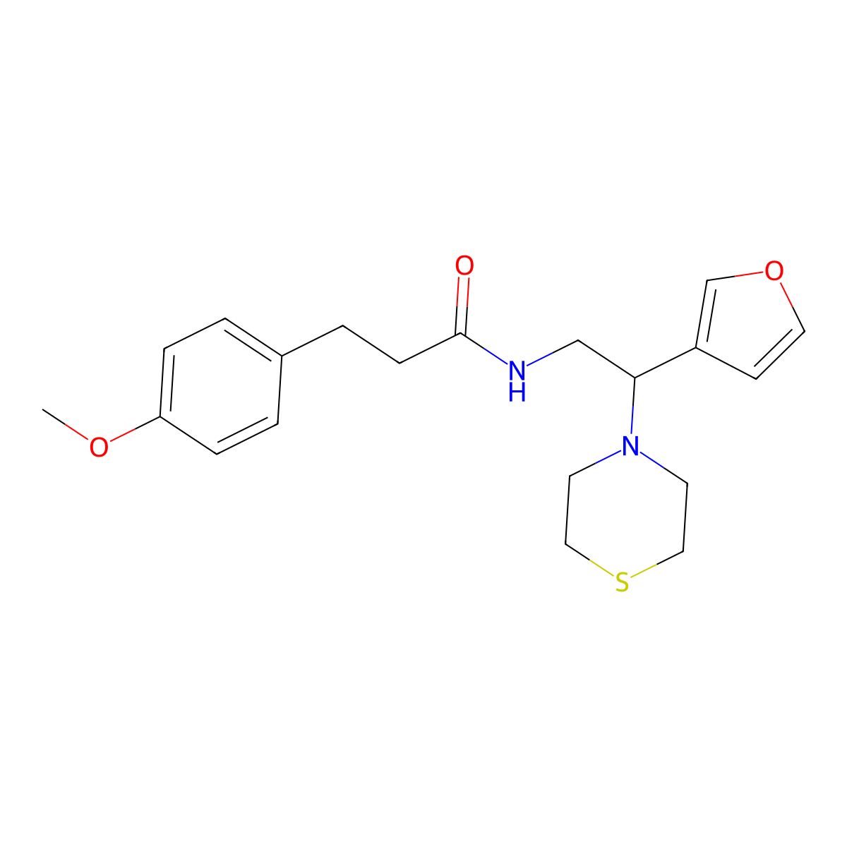 N-(2-(furan-3-yl)-2-thiomorpholinoethyl)-3-(4-methoxyphenyl)propanamide molecular structure, CAS 2034513-72-7