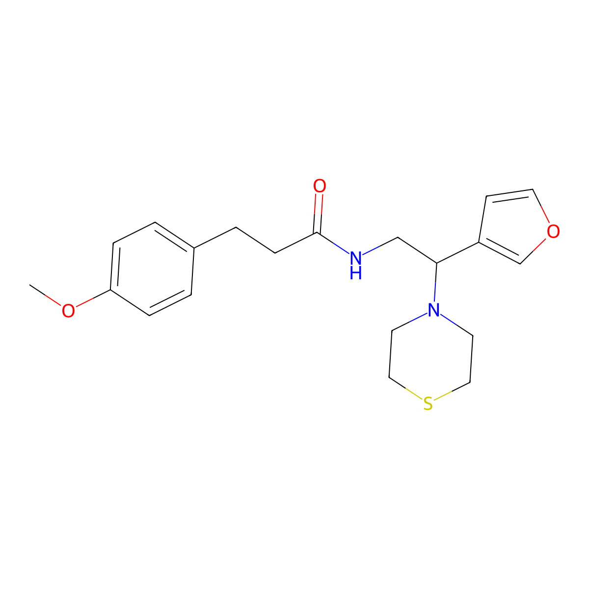 N-(2-(furan-3-yl)-2-thiomorpholinoethyl)-3-(4-methoxyphenyl)propanamide molecular structure, CAS 2034513-72-7