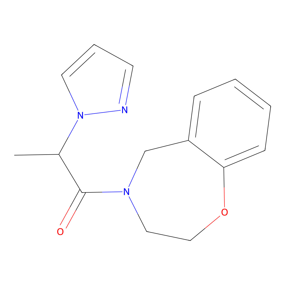 1-(2,3-dihydrobenzo[f][1,4]oxazepin-4(5H)-yl)-2-(1H-pyrazol-1-yl)propan-1-one molecular structure, CAS 2034513-74-9