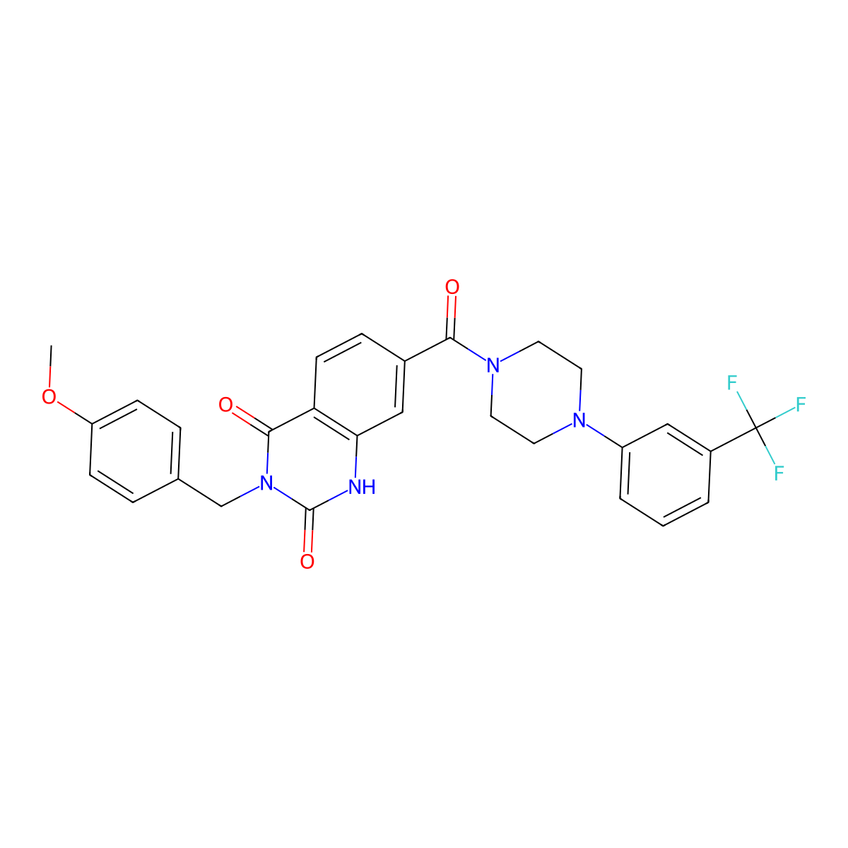 3-[(4-Methoxyphenyl)methyl]-7-{4-[3-(trifluoromethyl)phenyl]piperazine-1-carbonyl}-1,2,3,4-tetrahydroquinazoline-2,4-dione molecular structure, CAS 2034513-86-3