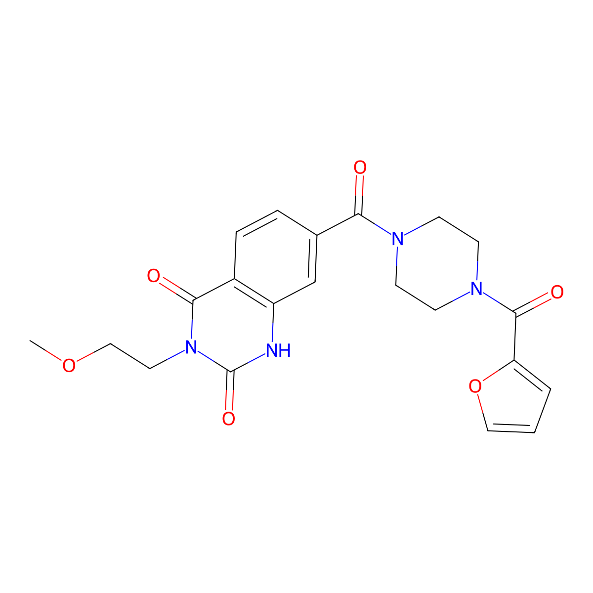 7-(4-(furan-2-carbonyl)piperazine-1-carbonyl)-3-(2-methoxyethyl)quinazoline-2,4(1H,3H)-dione molecular structure, CAS 2034513-93-2