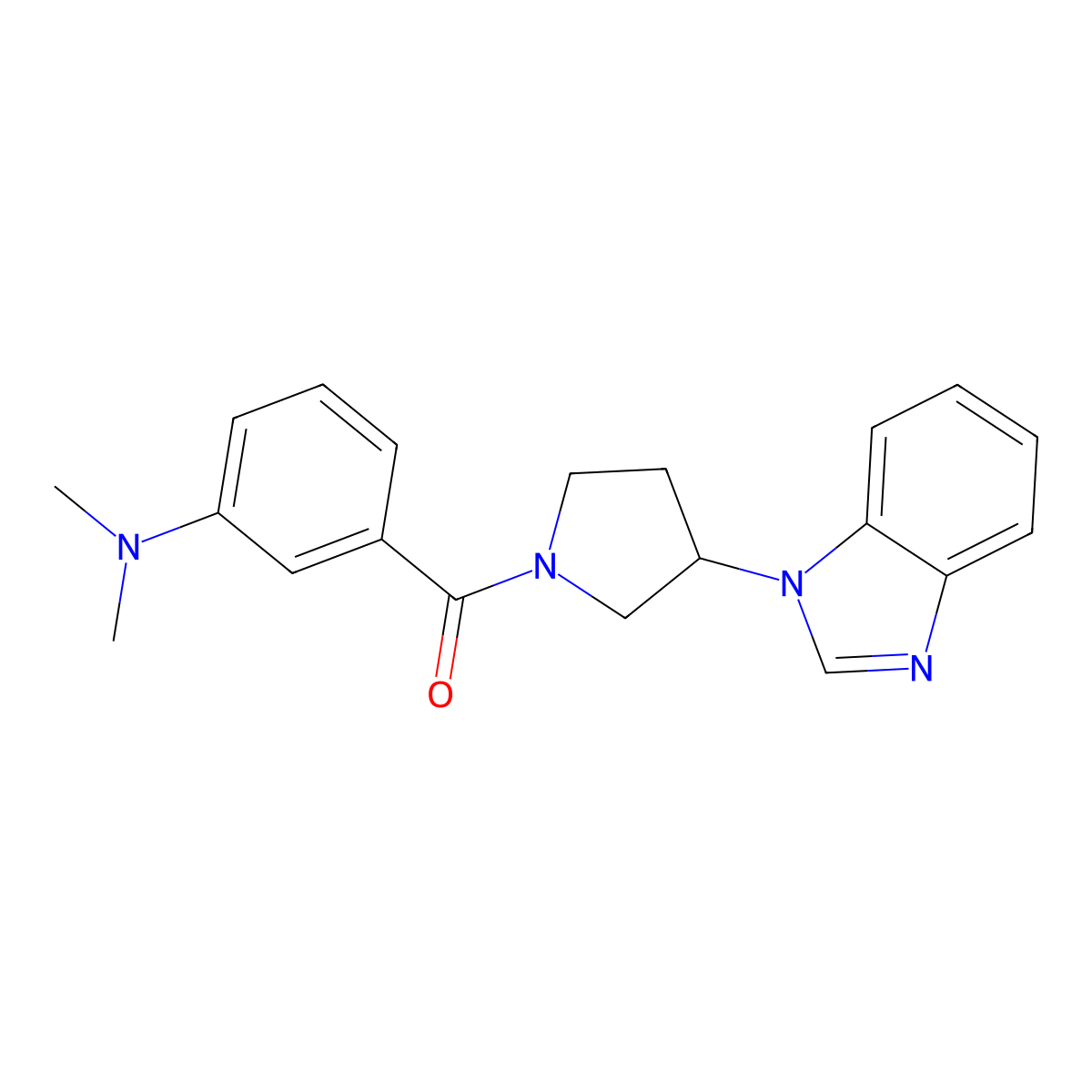(3-(1H-benzo[d]imidazol-1-yl)pyrrolidin-1-yl)(3-(dimethylamino)phenyl)methanone molecular structure, CAS 2034514-01-5
