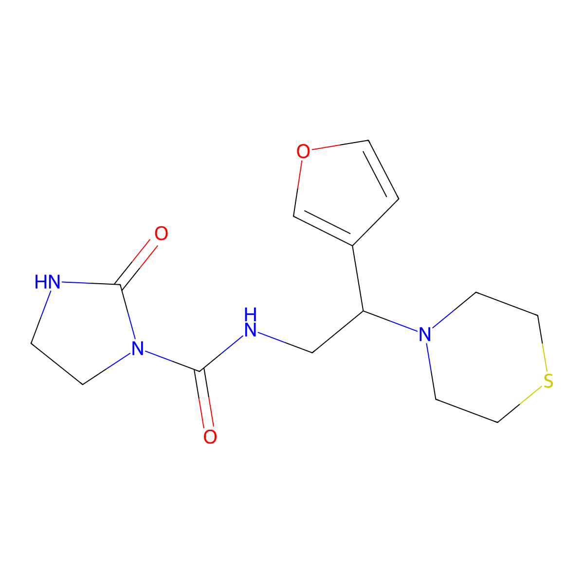 N-(2-(furan-3-yl)-2-thiomorpholinoethyl)-2-oxoimidazolidine-1-carboxamide molecular structure, CAS 2034514-02-6