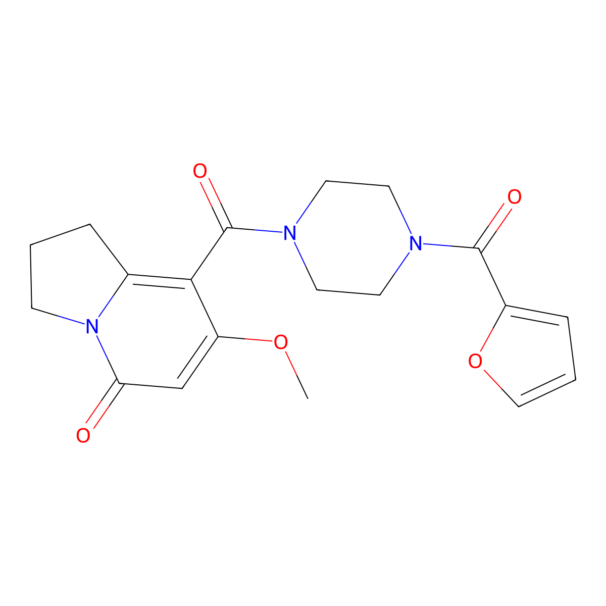 8-(4-(furan-2-carbonyl)piperazine-1-carbonyl)-7-methoxy-2,3-dihydroindolizin-5(1H)-one molecular structure, CAS 2034514-06-0