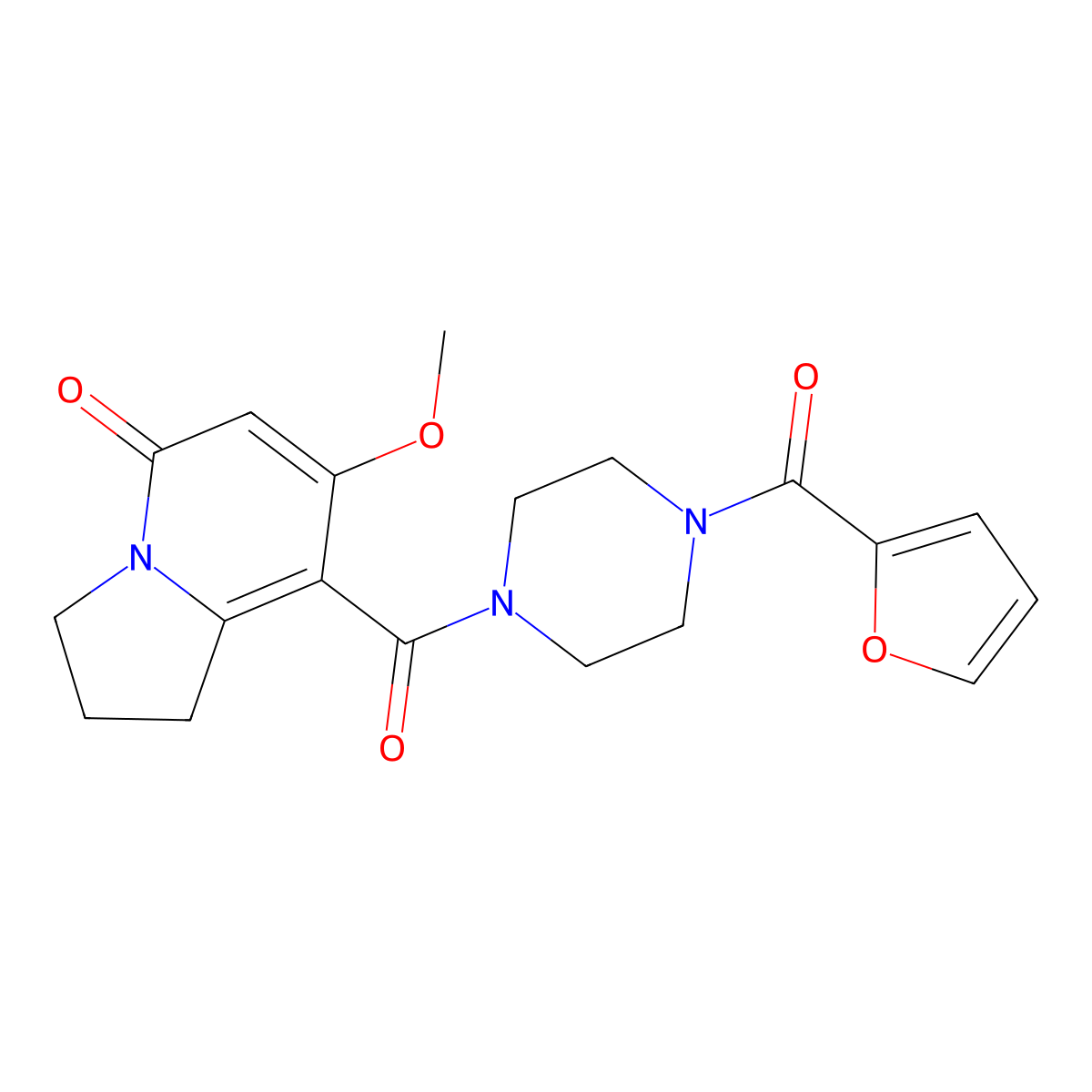 8-(4-(furan-2-carbonyl)piperazine-1-carbonyl)-7-methoxy-2,3-dihydroindolizin-5(1H)-one molecular structure, CAS 2034514-06-0