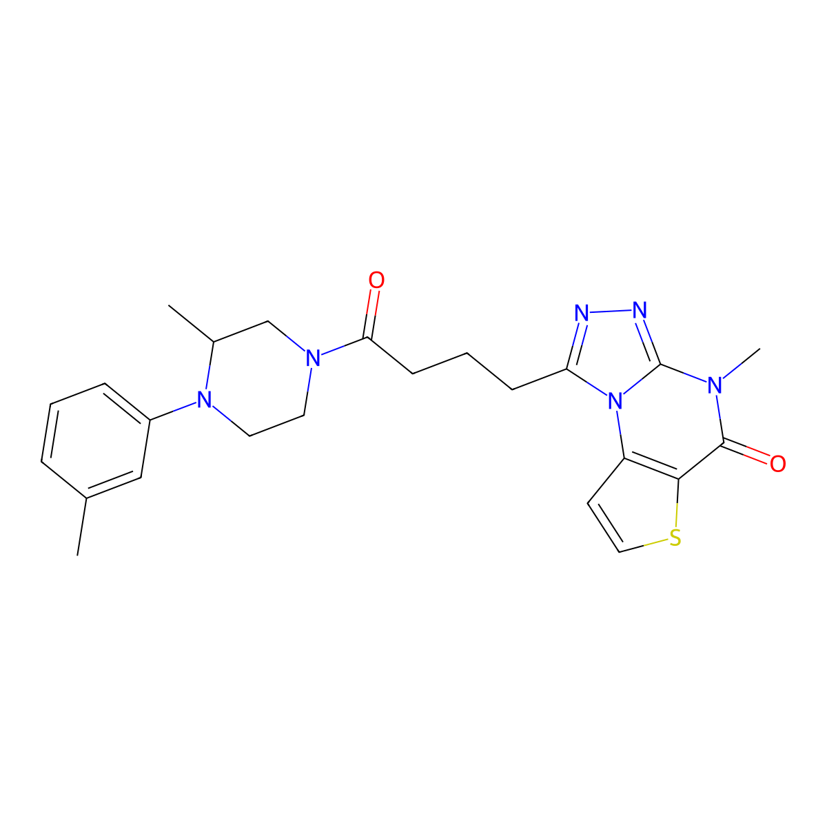 4-methyl-1-(4-(3-methyl-4-(m-tolyl)piperazin-1-yl)-4-oxobutyl)thieno[2,3-e][1,2,4]triazolo[4,3-a]pyrimidin-5(4H)-one molecular structure, CAS 2034514-11-7