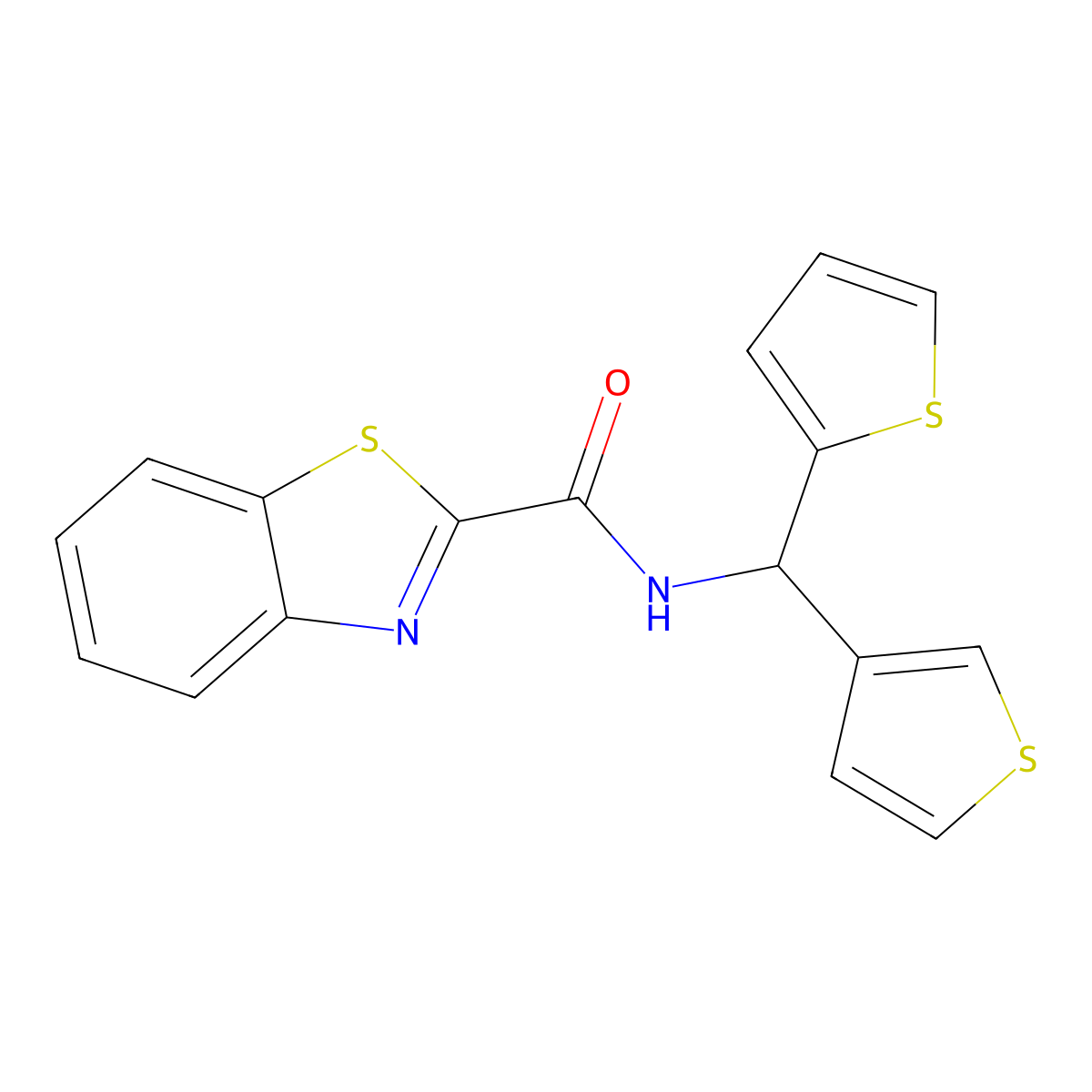 N-(thiophen-2-yl(thiophen-3-yl)methyl)benzo[d]thiazole-2-carboxamide molecular structure, CAS 2034514-19-5
