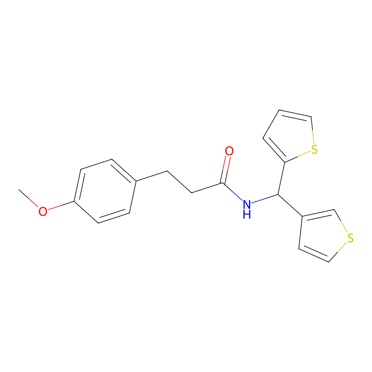 3-(4-methoxyphenyl)-N-(thiophen-2-yl(thiophen-3-yl)methyl)propanamide molecular structure, CAS 2034514-25-3