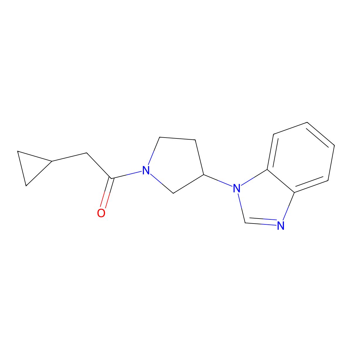 1-(3-(1H-benzo[d]imidazol-1-yl)pyrrolidin-1-yl)-2-cyclopropylethanone molecular structure, CAS 2034514-26-4