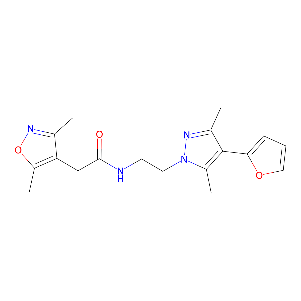2-(3,5-dimethylisoxazol-4-yl)-N-(2-(4-(furan-2-yl)-3,5-dimethyl-1H-pyrazol-1-yl)ethyl)acetamide molecular structure, CAS 2034514-29-7
