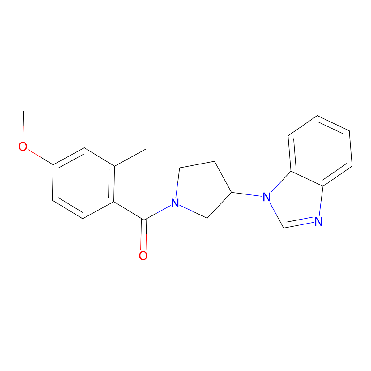 (3-(1H-benzo[d]imidazol-1-yl)pyrrolidin-1-yl)(4-methoxy-2-methylphenyl)methanone molecular structure, CAS 2034514-33-3
