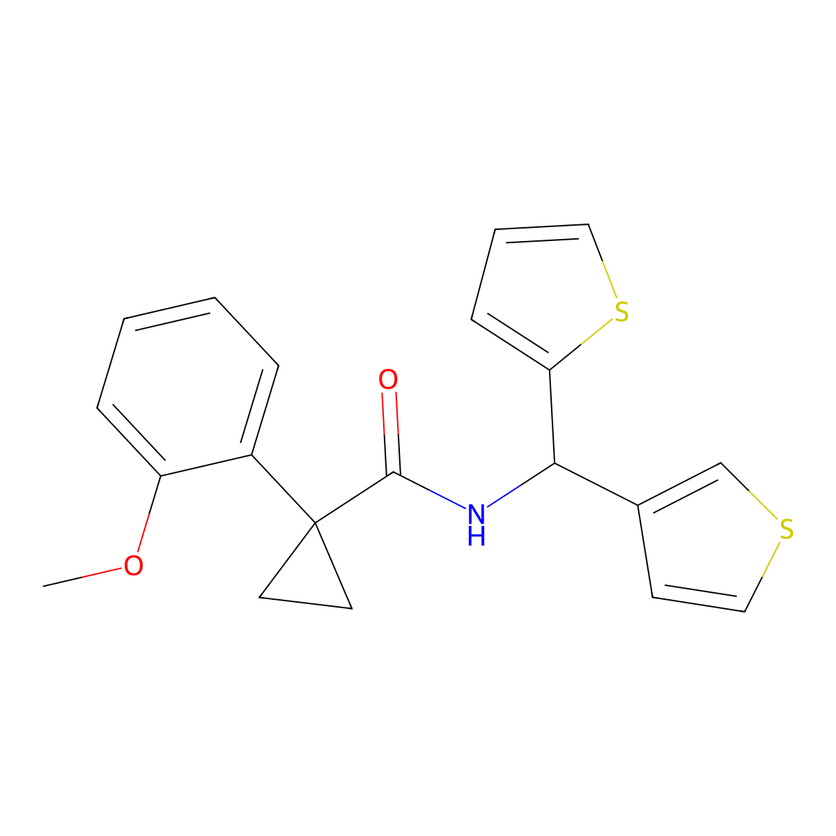 1-(2-methoxyphenyl)-N-(thiophen-2-yl(thiophen-3-yl)methyl)cyclopropanecarboxamide molecular structure, CAS 2034514-51-5
