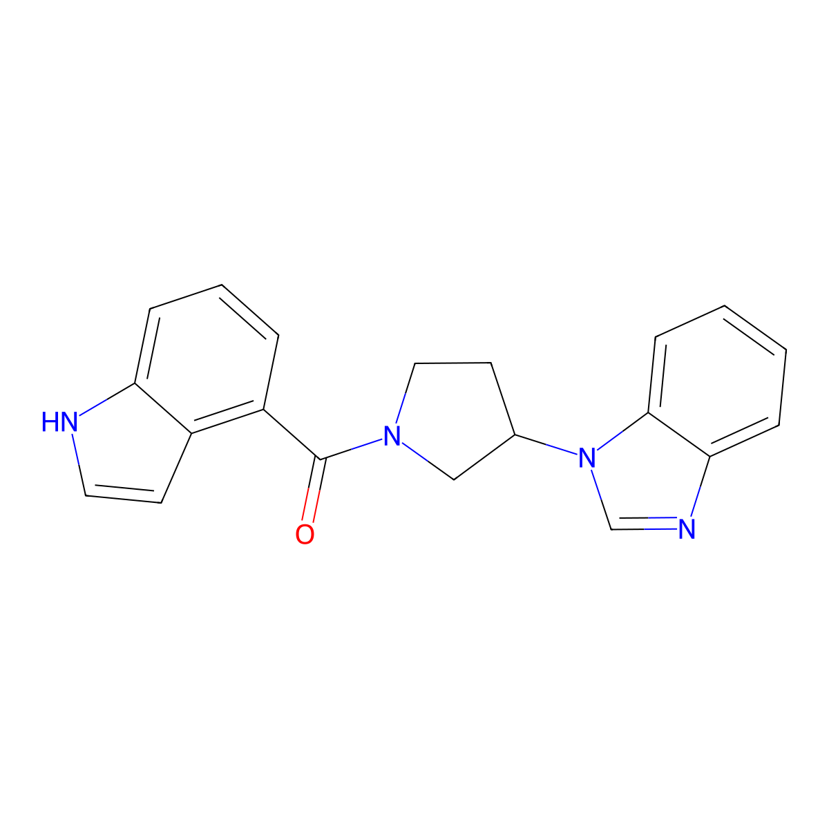 (3-(1H-benzo[d]imidazol-1-yl)pyrrolidin-1-yl)(1H-indol-4-yl)methanone molecular structure, CAS 2034514-52-6