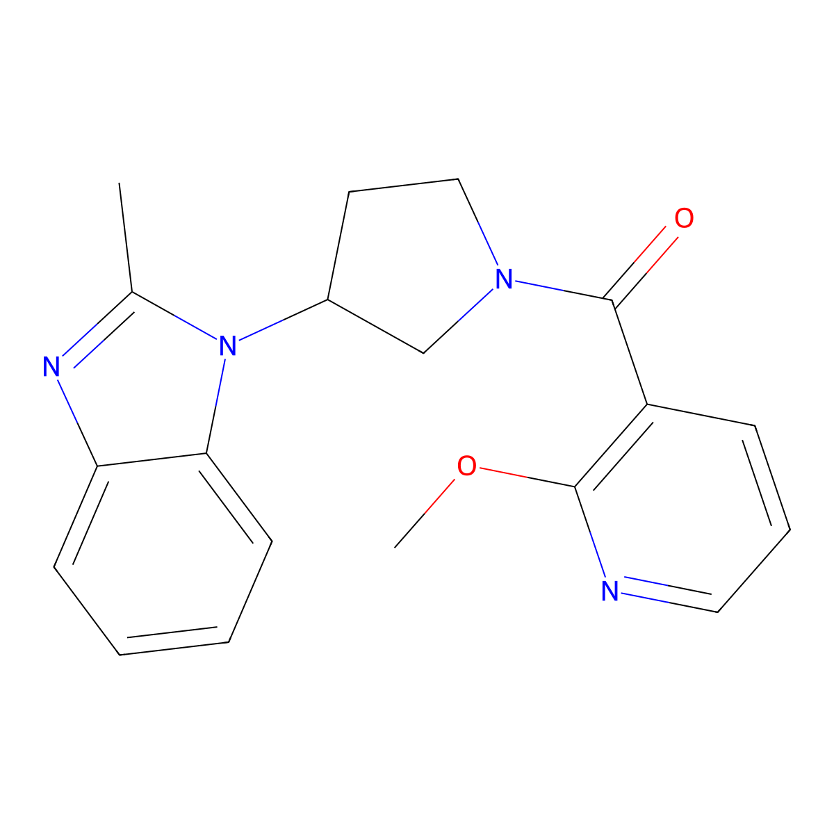 (2-methoxypyridin-3-yl)(3-(2-methyl-1H-benzo[d]imidazol-1-yl)pyrrolidin-1-yl)methanone molecular structure, CAS 2034514-56-0