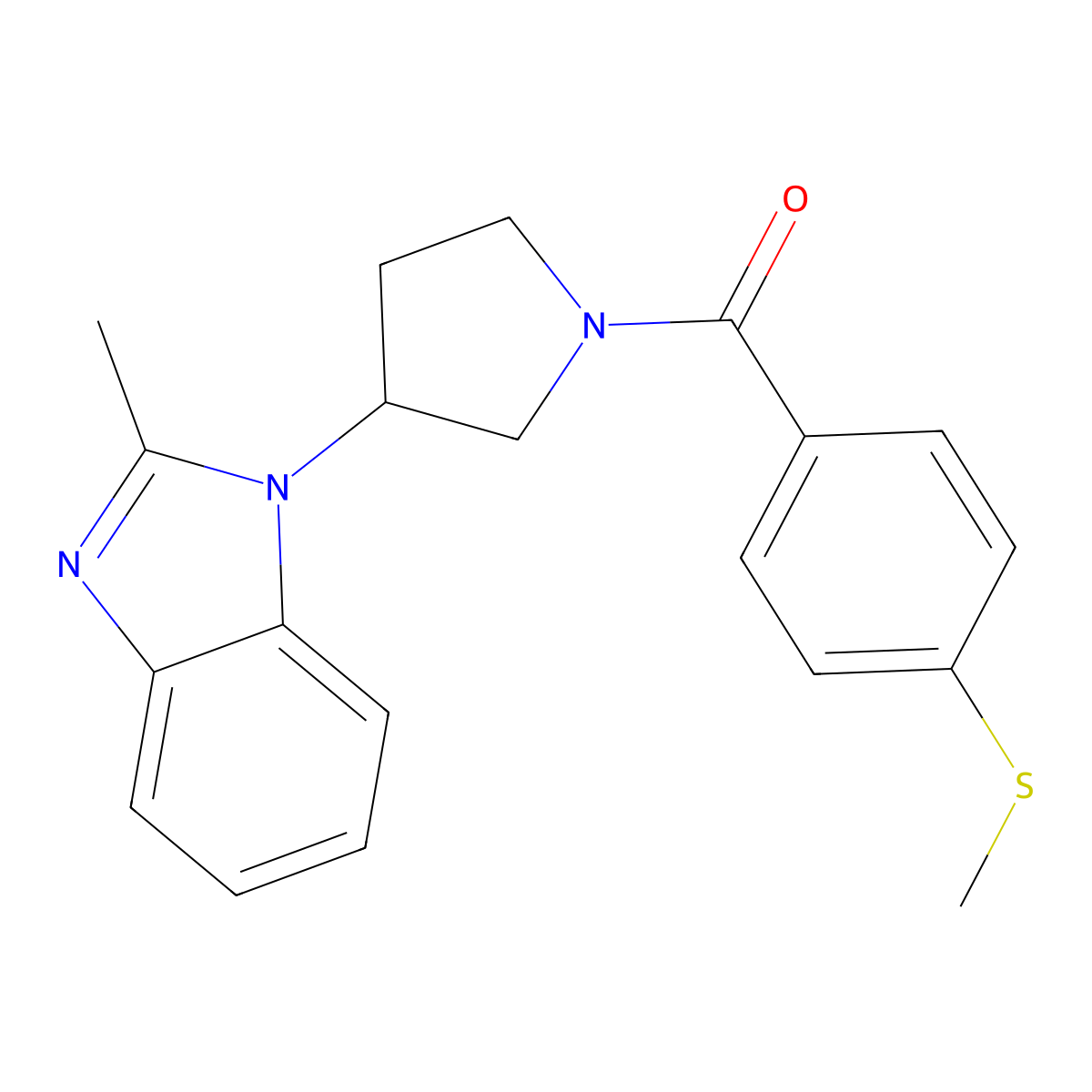 2-methyl-1-{1-[4-(methylsulfanyl)benzoyl]pyrrolidin-3-yl}-1H-1,3-benzodiazole molecular structure, CAS 2034514-83-3