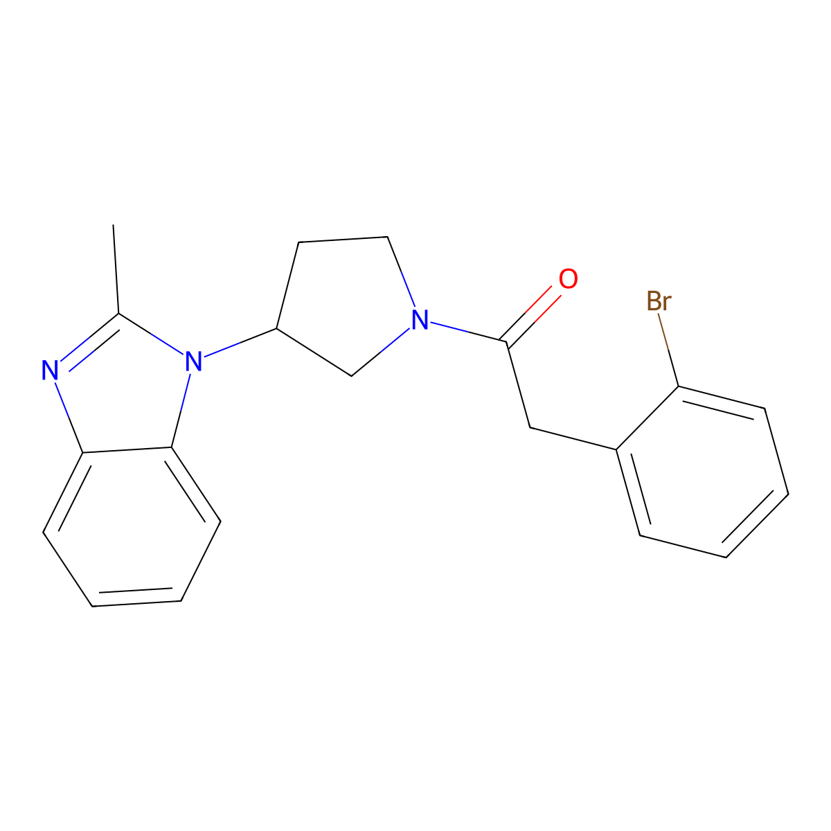 2-(2-bromophenyl)-1-[3-(2-methyl-1H-1,3-benzodiazol-1-yl)pyrrolidin-1-yl]ethan-1-one molecular structure, CAS 2034514-87-7