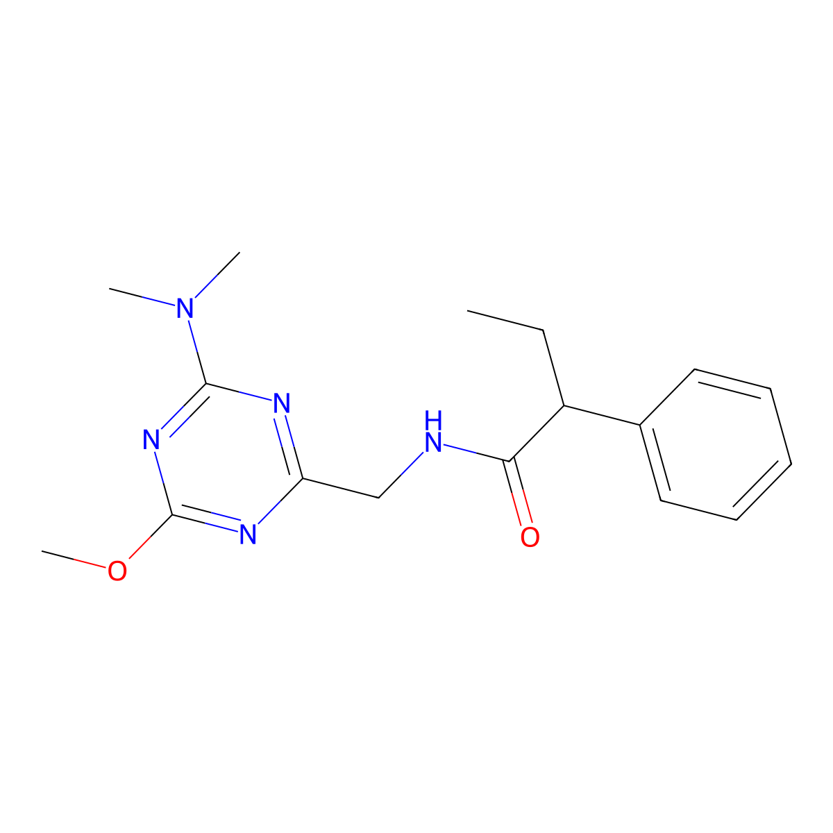 N-{[4-(dimethylamino)-6-methoxy-1,3,5-triazin-2-yl]methyl}-2-phenylbutanamide molecular structure, CAS 2034514-97-9