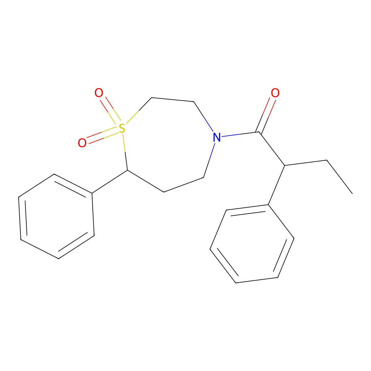 1-(1,1-Dioxido-7-phenyl-1,4-thiazepan-4-yl)-2-phenylbutan-1-one molecular structure, CAS 2034515-02-9