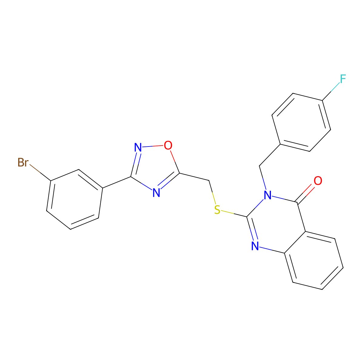 2-(((3-(3-bromophenyl)-1,2,4-oxadiazol-5-yl)methyl)thio)-3-(4-fluorobenzyl)quinazolin-4(3H)-one molecular structure, CAS 2034515-03-0
