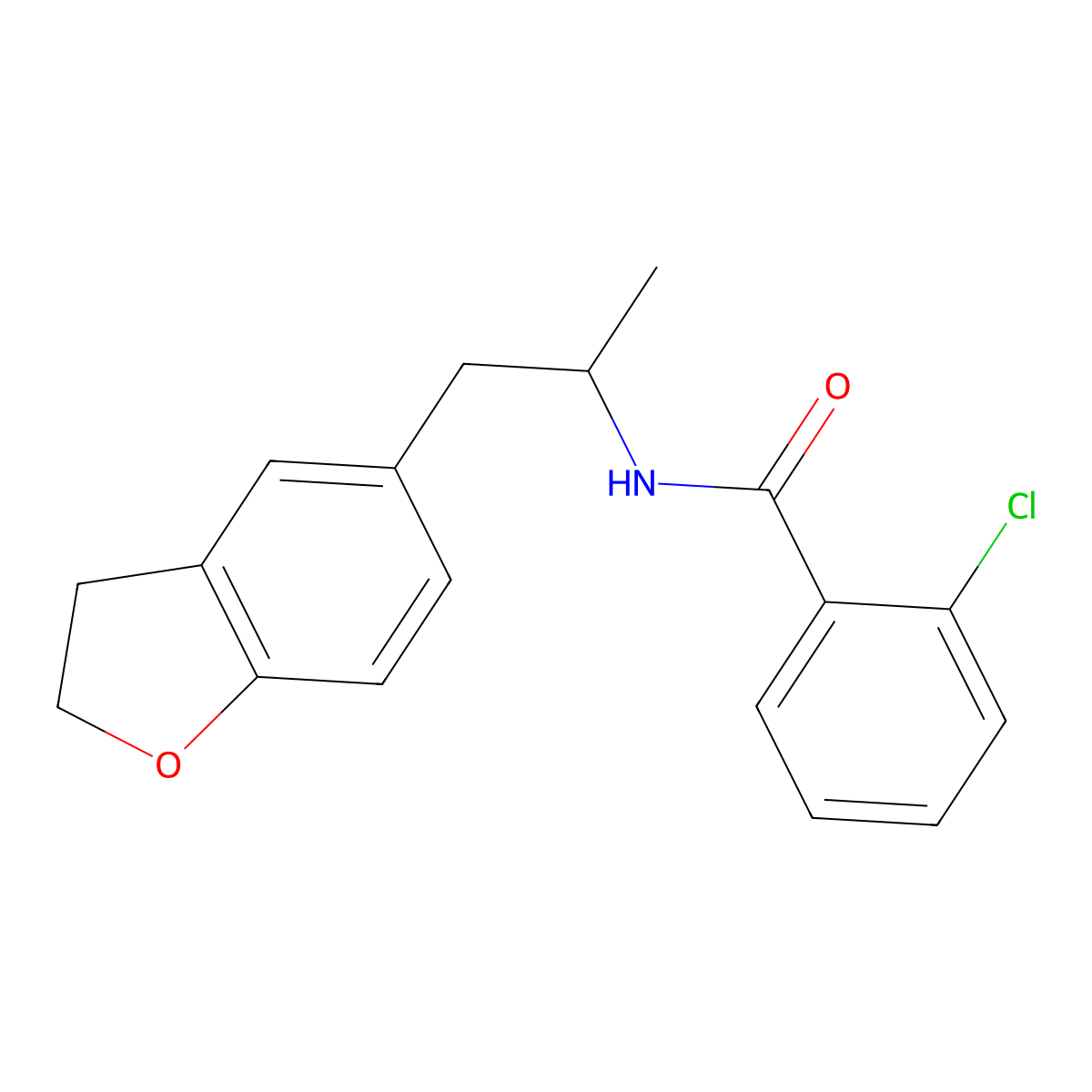 2-chloro-N-(1-(2,3-dihydrobenzofuran-5-yl)propan-2-yl)benzamide molecular structure, CAS 2034515-05-2