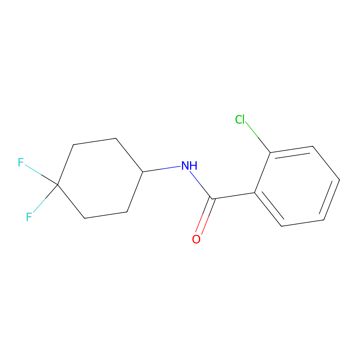 2-chloro-N-(4,4-difluorocyclohexyl)benzamide molecular structure, CAS 2034515-09-6
