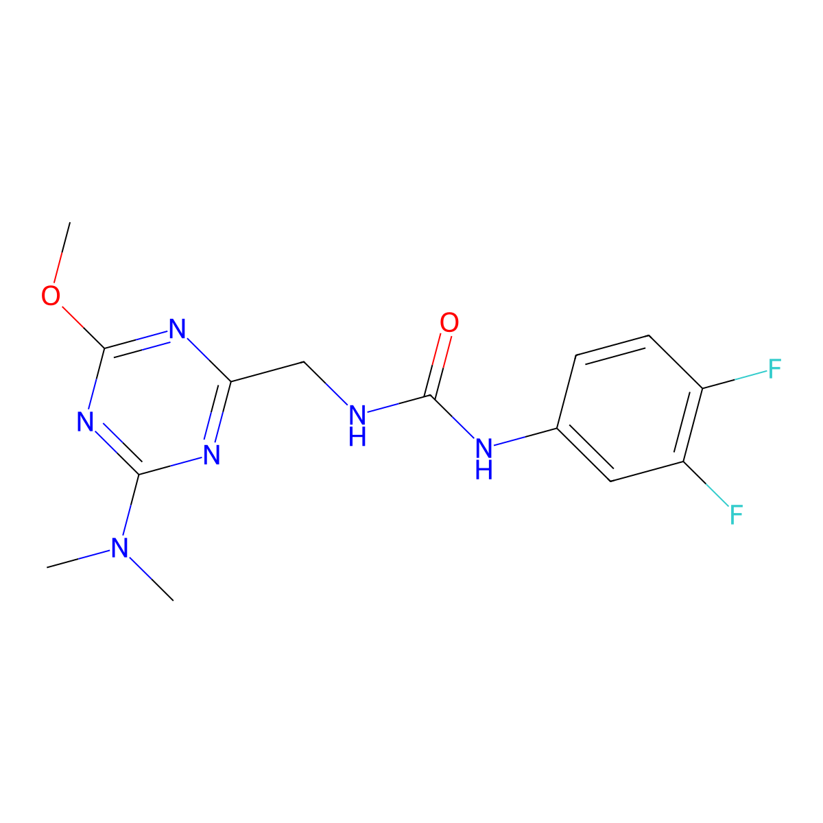 1-(3,4-Difluorophenyl)-3-{[4-(dimethylamino)-6-methoxy-1,3,5-triazin-2-yl]methyl}urea molecular structure, CAS 2034515-31-4