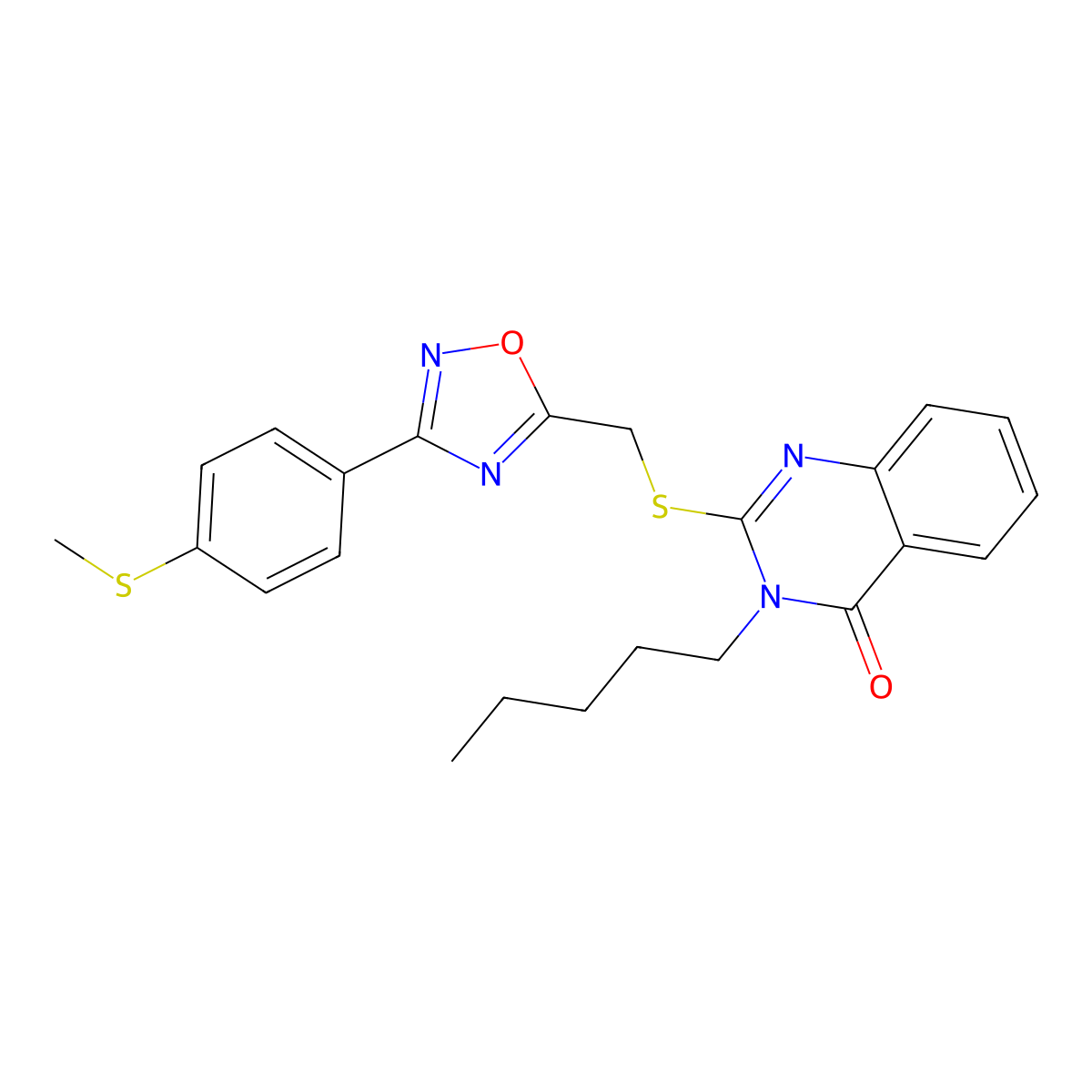 2-(((3-(4-(methylthio)phenyl)-1,2,4-oxadiazol-5-yl)methyl)thio)-3-pentylquinazolin-4(3H)-one molecular structure, CAS 2034515-32-5