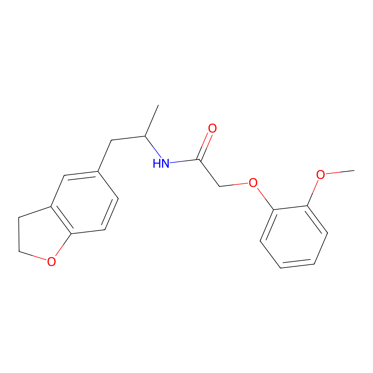 N-(1-(2,3-dihydrobenzofuran-5-yl)propan-2-yl)-2-(2-methoxyphenoxy)acetamide molecular structure, CAS 2034515-34-7