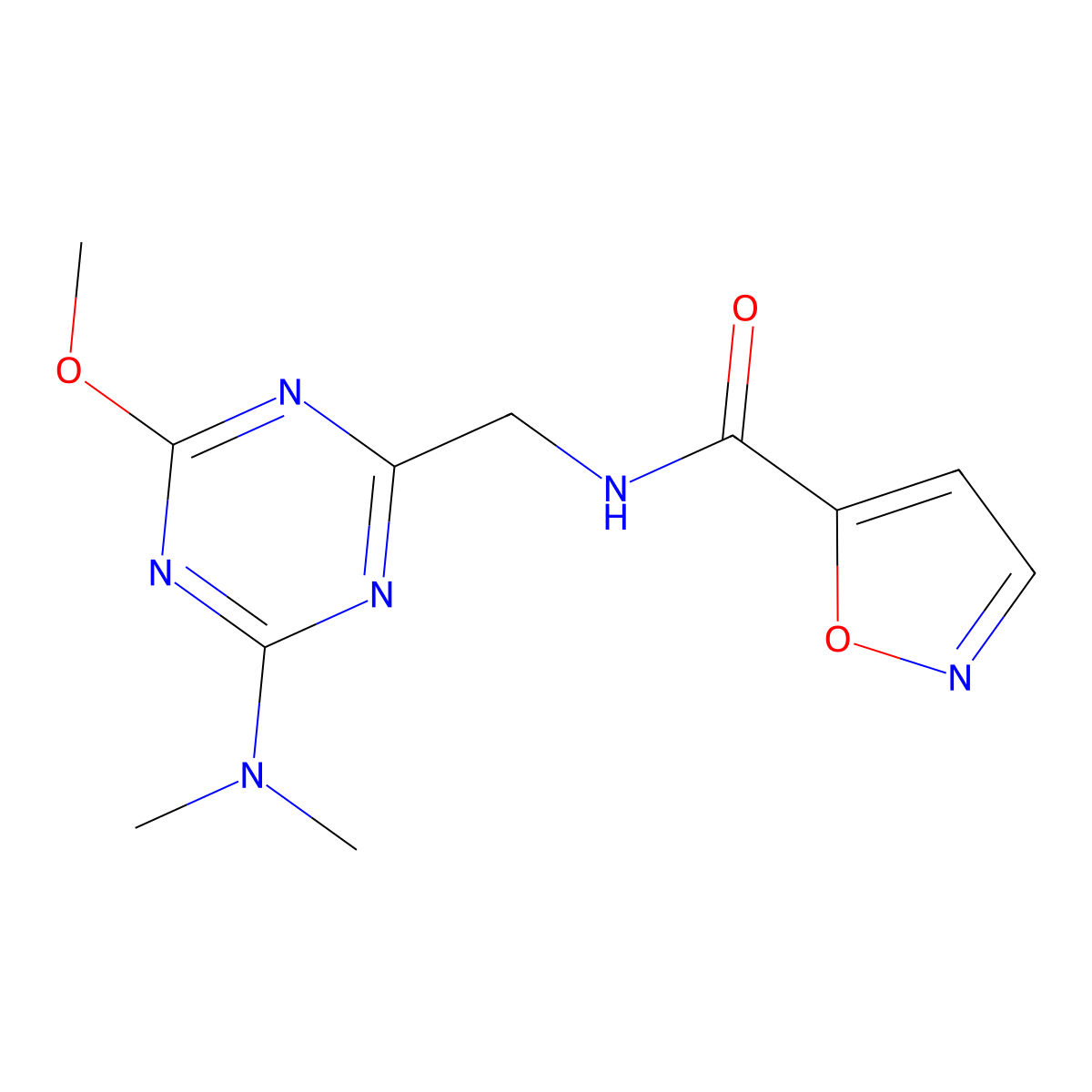 N-((4-(dimethylamino)-6-methoxy-1,3,5-triazin-2-yl)methyl)isoxazole-5-carboxamide molecular structure, CAS 2034515-36-9