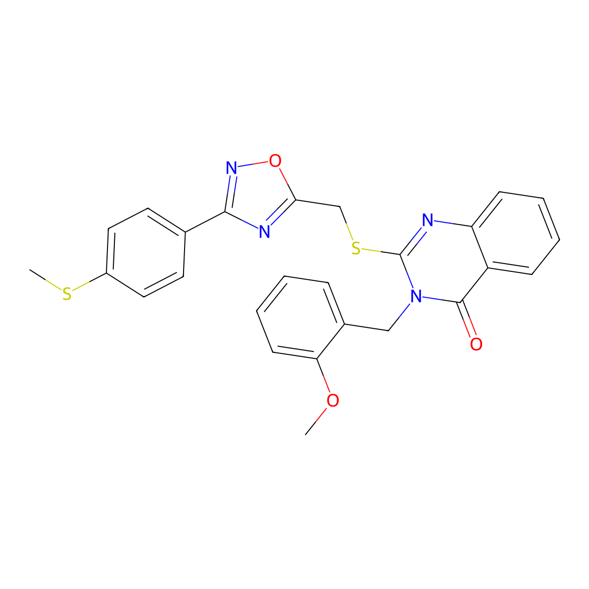 3-(2-methoxybenzyl)-2-(((3-(4-(methylthio)phenyl)-1,2,4-oxadiazol-5-yl)methyl)thio)quinazolin-4(3H)-one molecular structure, CAS 2034515-39-2